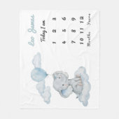 Elephant on Cloud Personalized Boy Milestone Baby  Fleecedecke (Vorderseite)
