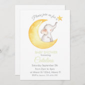 Elephant on Moon Baby Shower Invitation Einladung (Vorne/Hinten)