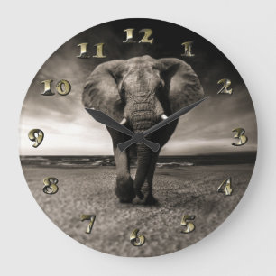 Elephant on the Run Große Wanduhr