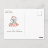 Elephant Online Baby Shower Boho Chic Coral Postkarte (Rückseite)