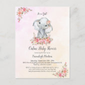Elephant Online Baby Shower Boho Chic Coral Postkarte (Vorderseite)