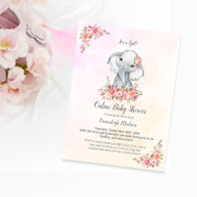 Elephant Online Baby Shower Boho Chic Coral
