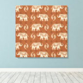 Elephant Orange Caravan Muster Leinwanddruck (Insitu (Holzboden))