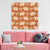 Elephant Orange Caravan Muster Leinwanddruck (Insitu (Wohnzimmer))