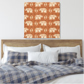 Elephant Orange Caravan Muster Leinwanddruck (Insitu (Schlafzimmer))