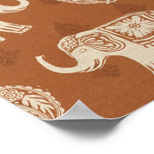 Elephant Orange Caravan Muster Poster (Ecke)