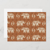 Elephant Orange Caravan Muster Postkarte (Vorne/Hinten)