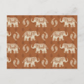Elephant Orange Caravan Muster Postkarte (Vorderseite)
