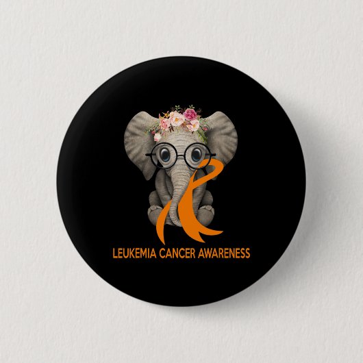 Elephant Orange Ribbon Leukämie Button (Vorderseite)