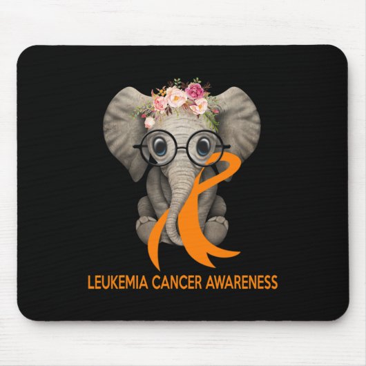 Elephant Orange Ribbon Leukämie Mousepad (Vorne)