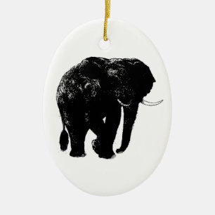 Elephant Oval Keramik Ornament