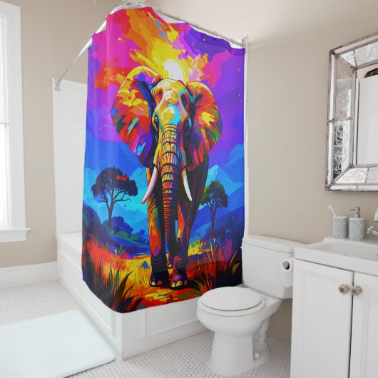 Elephant Palette Daub 001 Shower Curtain Duschvorhang (Beispiel)