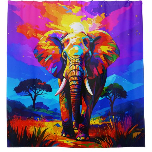 Elephant Palette Daub 001 Shower Curtain Duschvorhang (Vorderseite)