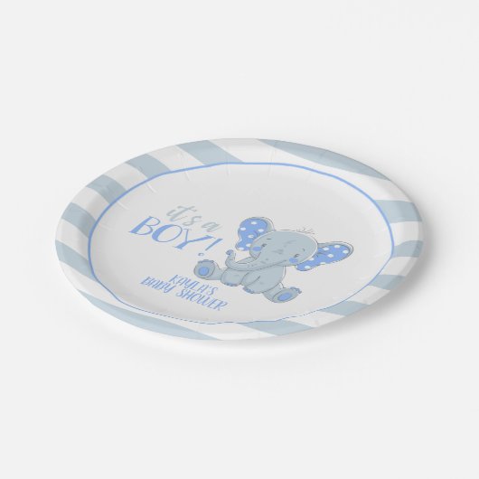 Elephant Paper Plate - Es ist ein Junge - Custom Pappteller (Schrägansicht)