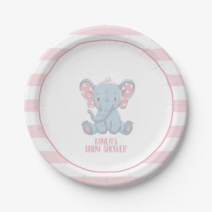 Elephant Paper Plate - Girl - Custom Pappteller