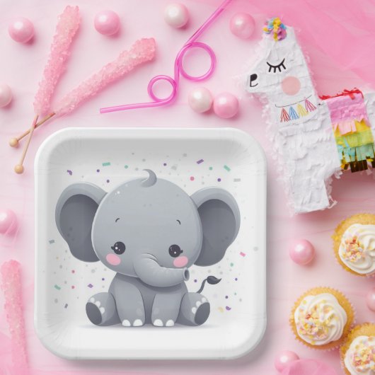 Elephant  pappteller (Party)