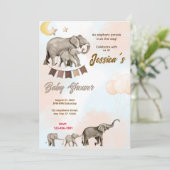 Elephant Parade Baby Dusche Einladung (Stehend Vorderseite)