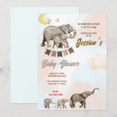 Elephant Parade Baby Dusche Einladung (Vorne/Hinten)