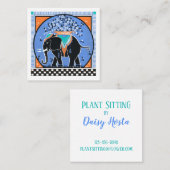 Elephant Parade in Blue Business Card Quadratische Visitenkarte (Vorne/Hinten)