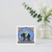 Elephant Parade in Blue Business Card Quadratische Visitenkarte (Stehend Vorderseite)