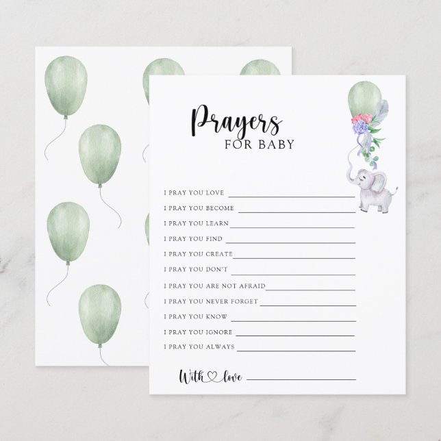 Elephant - Party | Gebete für Baby (Vorne/Hinten)