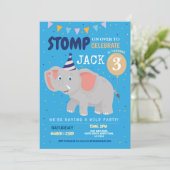 Elephant Party Kindergeburtstag Wilder Spaß Einlad Einladung (Stehend Vorderseite)