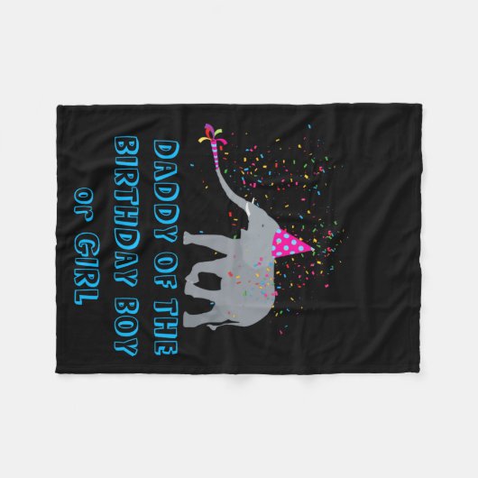 Elephant Partying Animal Birthday Daddy Girl Boy T Fleecedecke (Vorderseite (Horizontal))