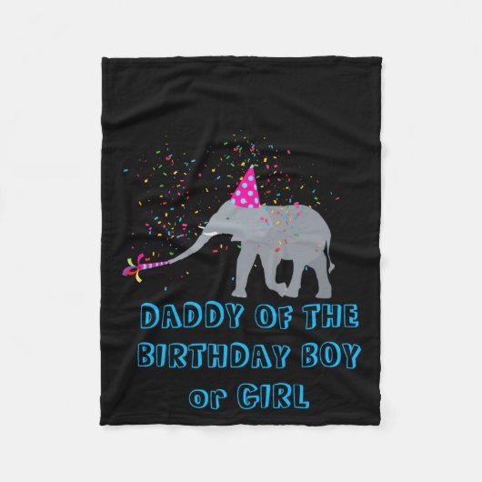 Elephant Partying Animal Birthday Daddy Girl Boy T Fleecedecke (Vorderseite)