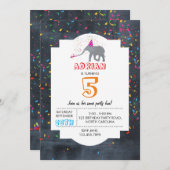 Elephant Partying - Animal Birthday Party Boy Girl Einladung (Vorne/Hinten)