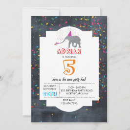 Elephant Partying - Animal Birthday Party Boy Girl Einladung