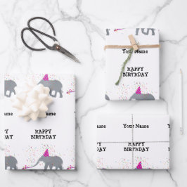 Elephant Partying - Tiere beim Geburtstag Geschenkpapier Set