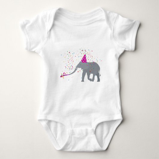 Elephant Partying - Tiere mit Party Baby Strampler (Vorderseite)