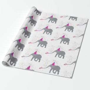 Elephant Partying - Tiere mit Party Geschenkpapier