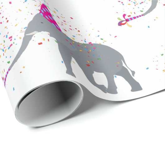 Elephant Partying - Tiere mit Party Geschenkpapier (Rolleneckpunkt)