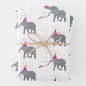 Elephant Partying - Tiere mit Party Geschenkpapier Set (Beispiel)