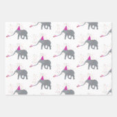 Elephant Partying - Tiere mit Party Geschenkpapier Set (Vorderseite)