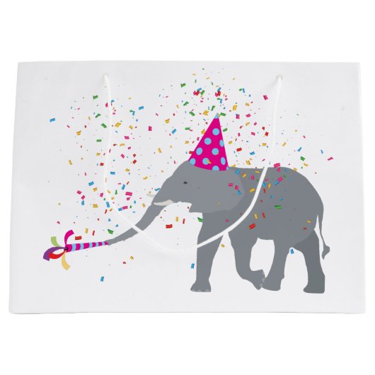 Elephant Partying - Tiere mit Party Große Geschenktüte (Vorderseite)