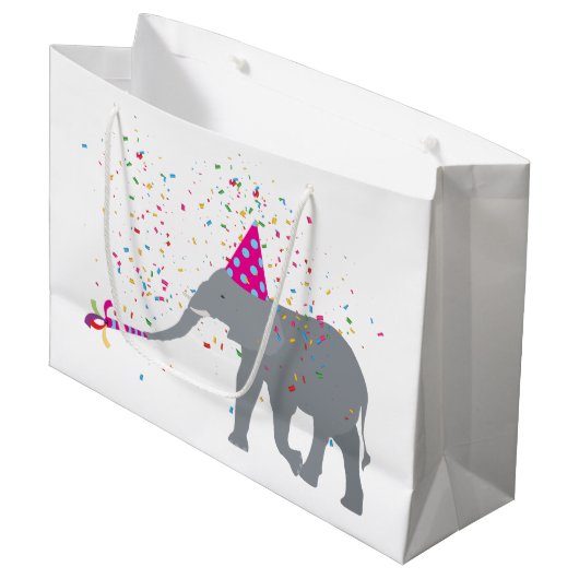 Elephant Partying - Tiere mit Party Große Geschenktüte (Vorderseite Schrägansicht)