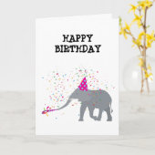 Elephant Partying - Tiere mit Party Karte (Gelbe Blume)