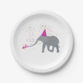 Elephant Partying - Tiere mit Party Pappteller (Vorderseite)