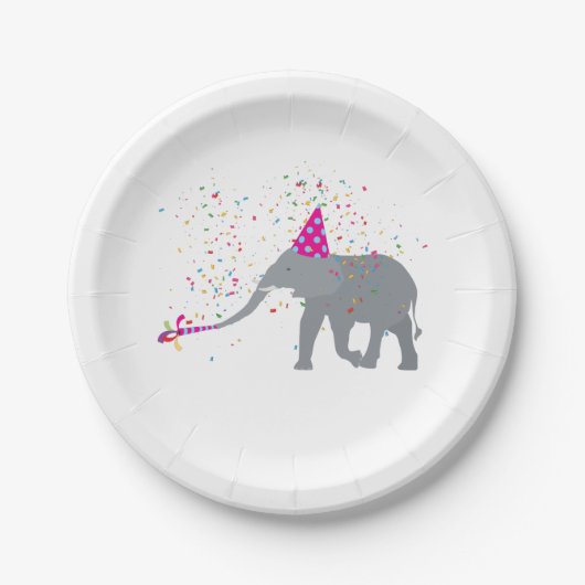 Elephant Partying - Tiere mit Party Pappteller (Vorderseite)