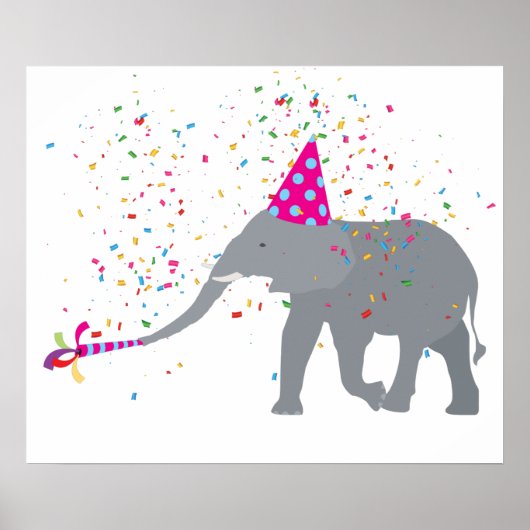 Elephant Partying - Tiere mit Party Poster (Vorne)