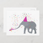 Elephant Partying - Tiere mit Party Postkarte (Vorne/Hinten)