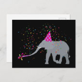 Elephant Partying - Tiere mit Party Postkarte (Vorne/Hinten)