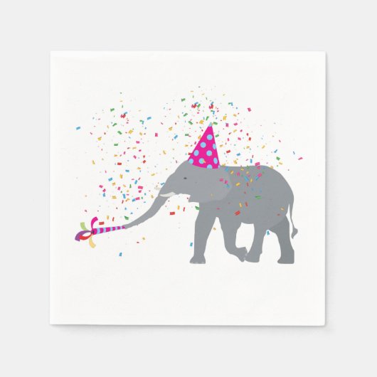 Elephant Partying - Tiere mit Party Serviette (Vorderseite)