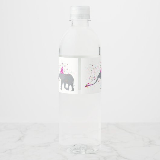 Elephant Partying - Tiere mit Party Wasserflaschenetikett (Rückseite)