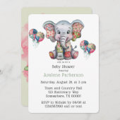Elephant Patchwork Chic Girl oder Boy Baby Shower Einladung (Vorne/Hinten)
