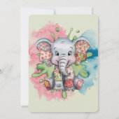 Elephant Patchwork Chic Girl oder Boy Baby Shower Einladung (Rückseite)