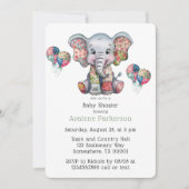Elephant Patchwork Chic Girl oder Boy Baby Shower Einladung (Vorderseite)