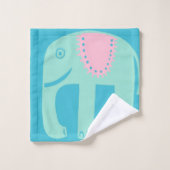 Elephant Pattern Aqua Badhandtuch Set (Waschlappen)